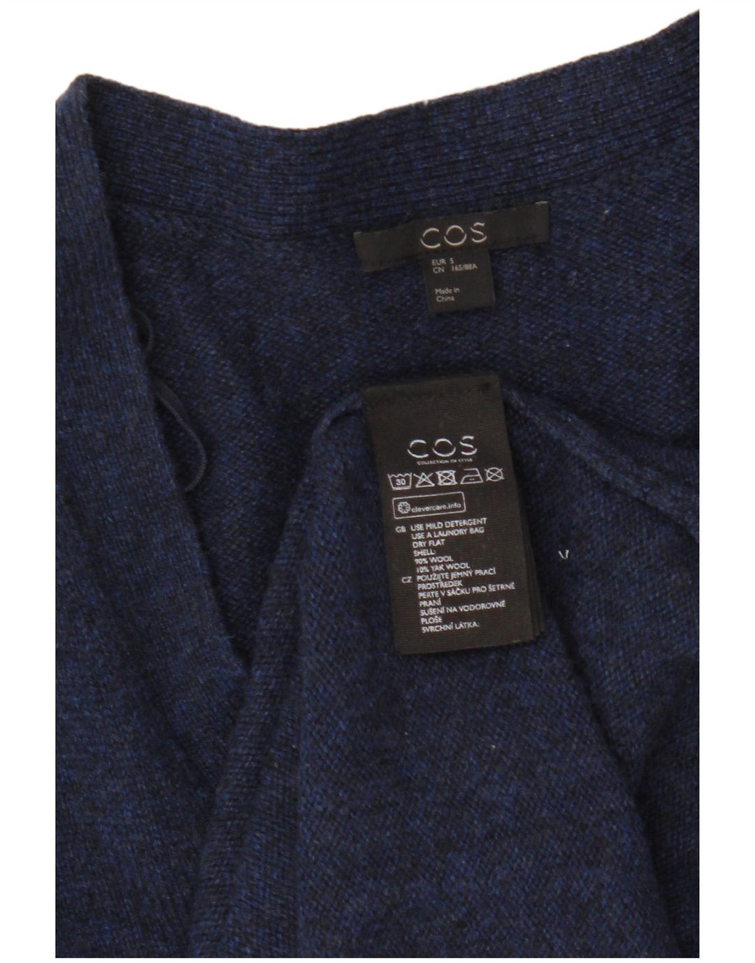 Suéter cardigã feminino Cos Longline oversized Reino Unido 10 pequeno lã azul marinho