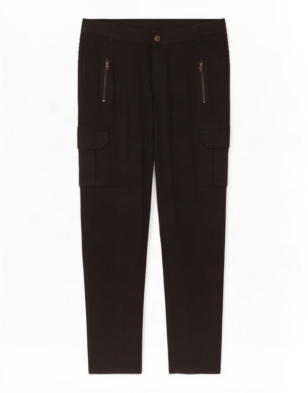 Zara Calça Cargo Feminina Slim EU 40 Médio W30 L30 Algodão Preto