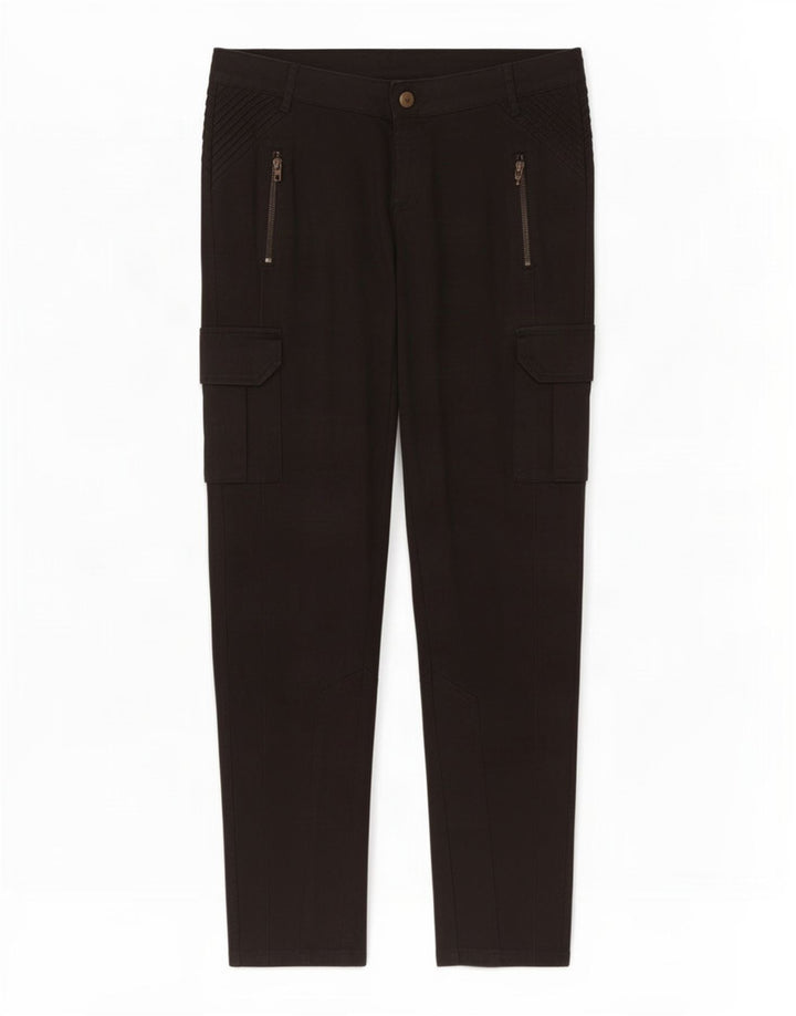 Zara Calça Cargo Feminina Slim EU 40 Médio W30 L30 Algodão Preto