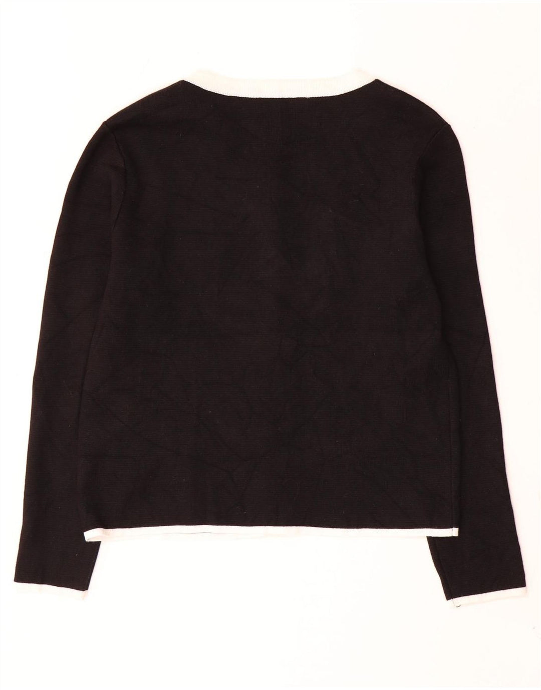 Suéter cardigã feminino Zara UK 12 poliéster preto médio