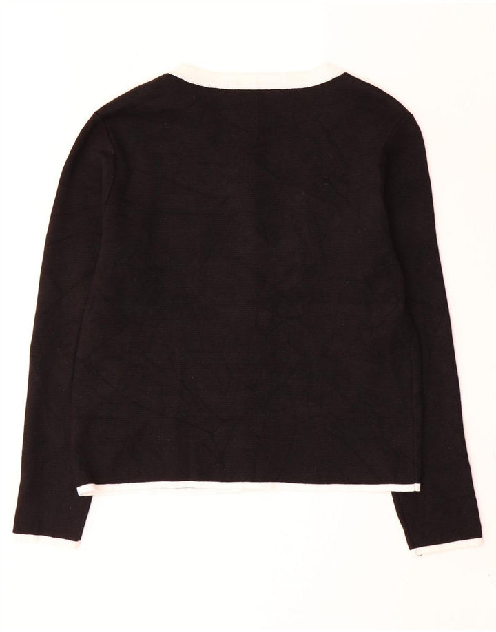 Suéter cardigã feminino Zara UK 12 poliéster preto médio