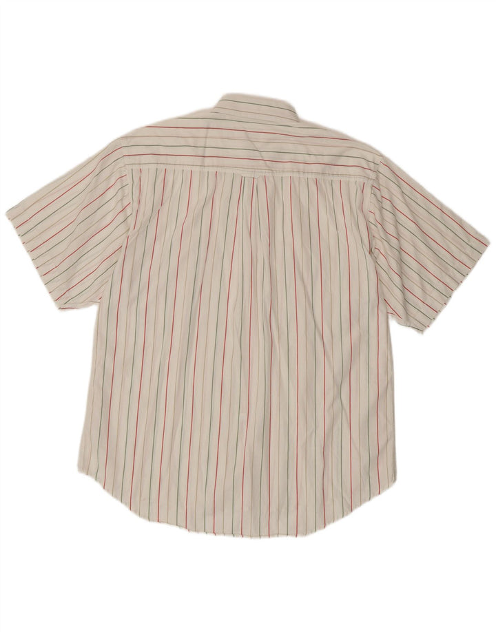 Fila Camisa masculina de manga curta listrada branca média