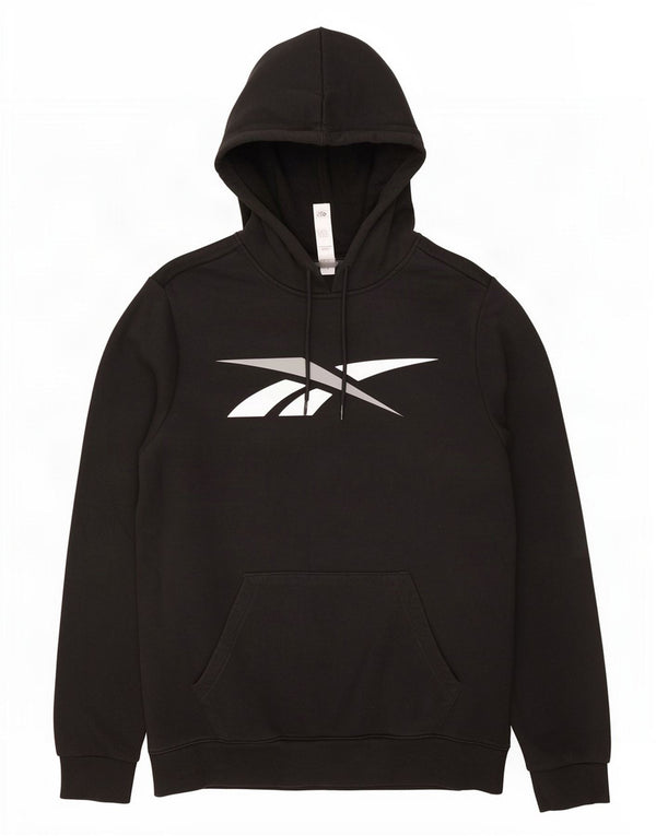 Reebok Mens Graphic Hoodie Jumper Médio Algodão Preto
