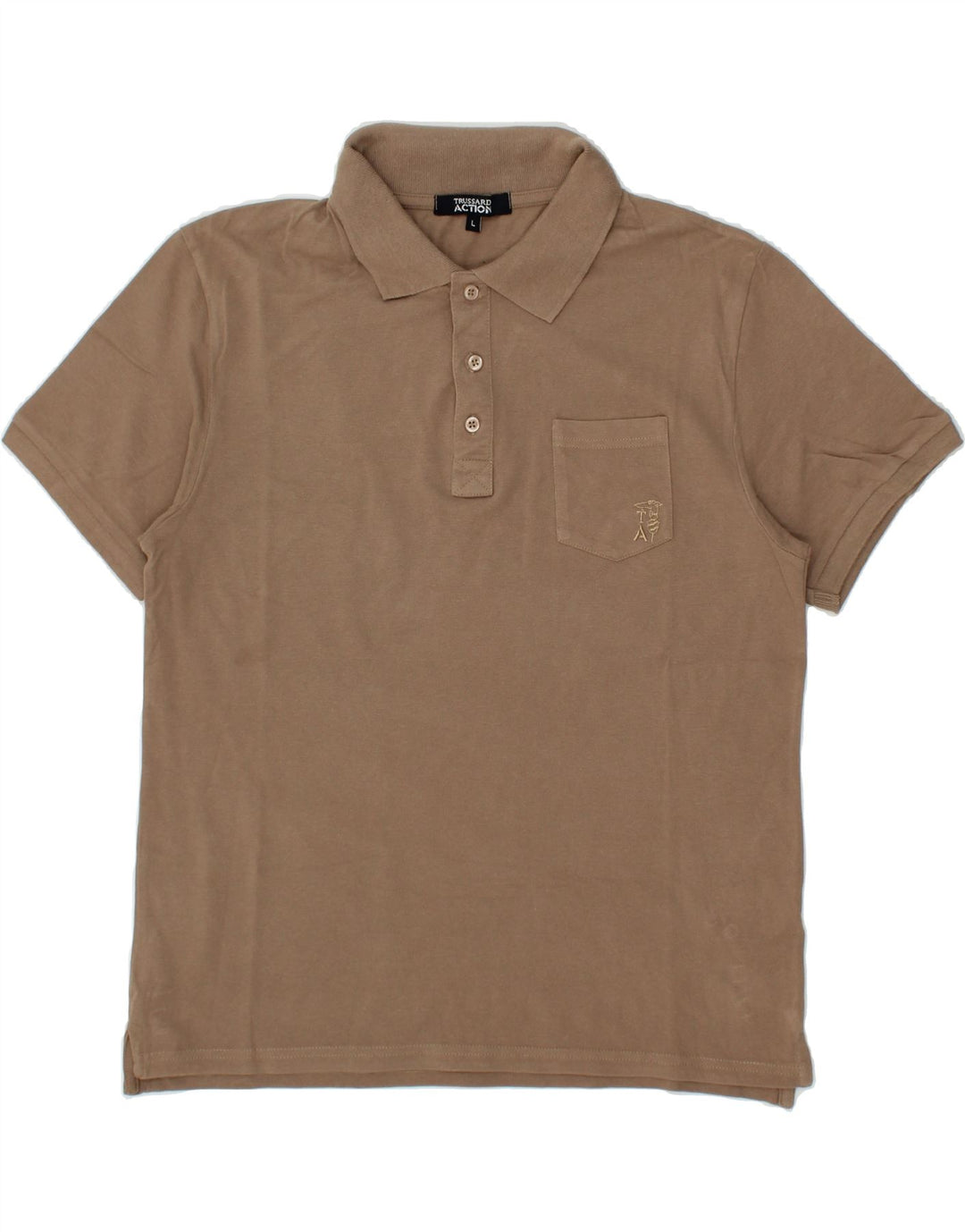 TRUSSARDI Mens Polo Shirt Large Brown Cotton Vintage Trussardi and Second-Hand Trussardi from Messina Hembry 