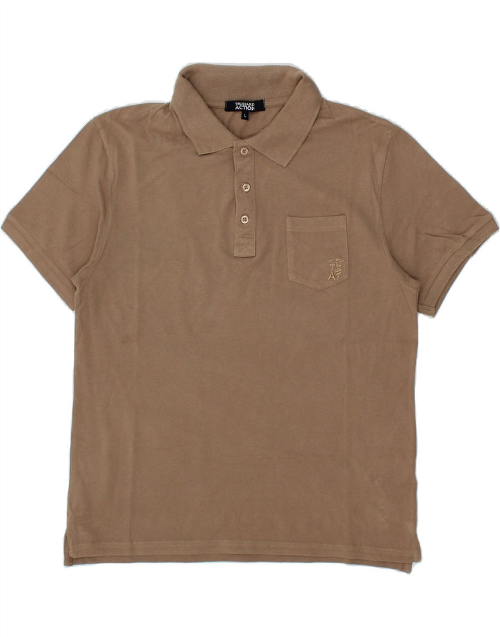 TRUSSARDI Mens Polo Shirt Large Brown Cotton Vintage Trussardi and Second-Hand Trussardi from Messina Hembry 