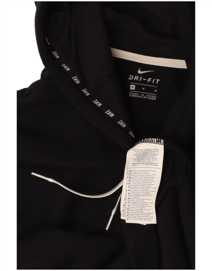 NIKE Womens Crop Graphic Hoodie Jumper UK 14 Médio Preto Poliéster