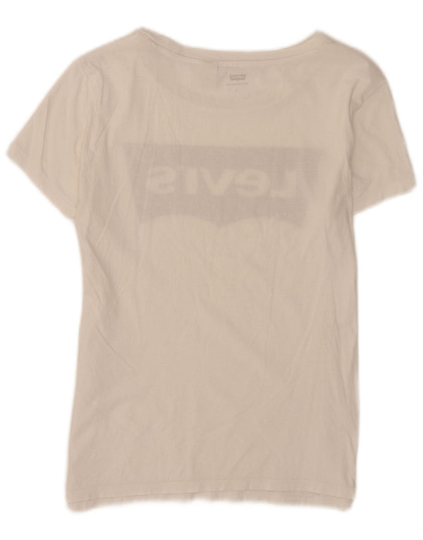 Camiseta feminina gráfica Levi's UK 10 pequena branca
