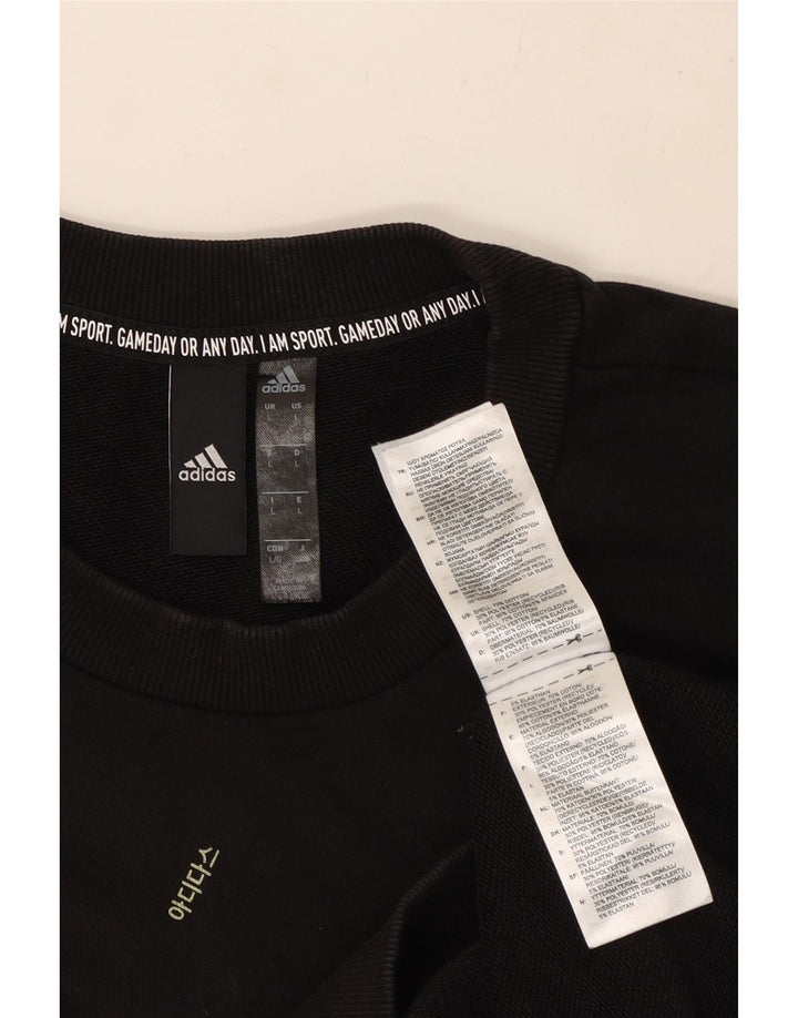 Adidas Mens Graphic Moletom Jumper Grande Algodão Preto