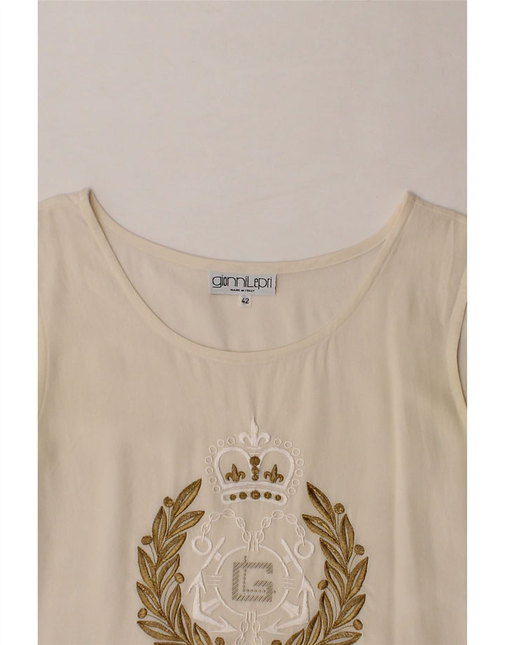 VINTAGE Womens See Through Sleeveless Blouse Top IT 42 Medium Off White Vintage Vintage and Second-Hand Vintage from Messina Hembry 