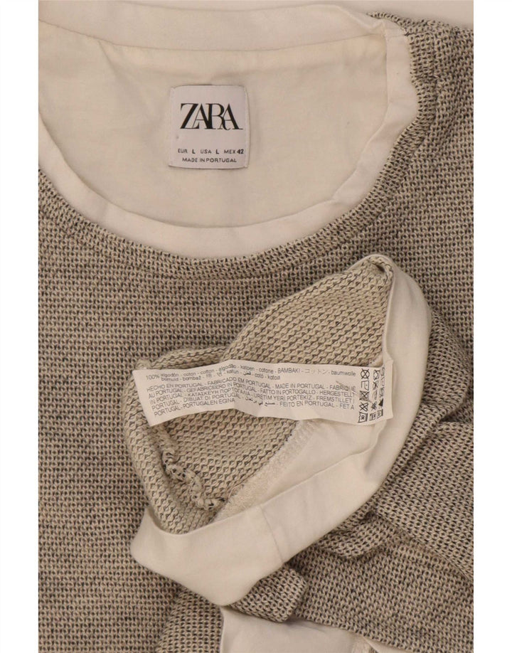 Camiseta masculina Zara Top grande algodão cinza