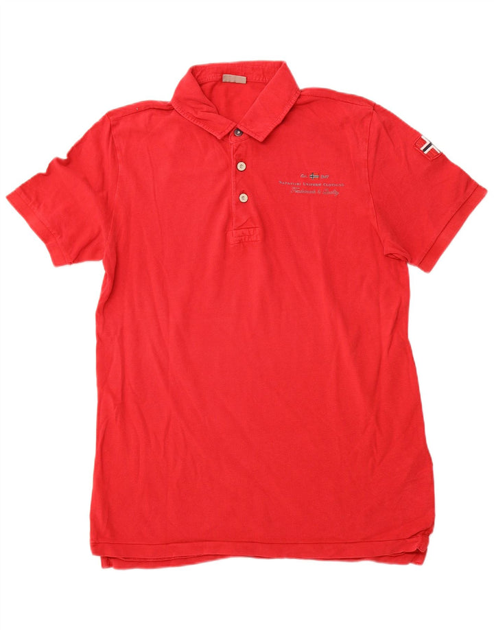 Camisa polo masculina NAPAPIJRI grande algodão vermelho