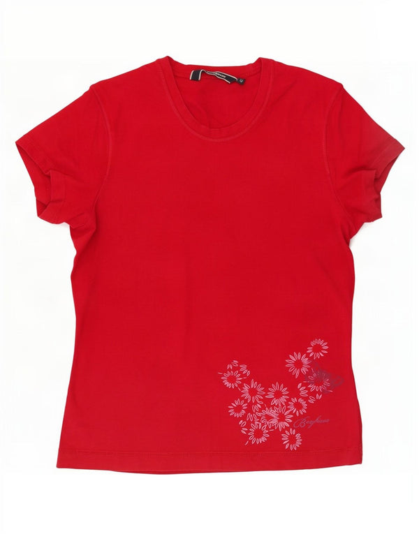 Camiseta feminina gráfica Berghaus UK 14 algodão floral vermelho médio