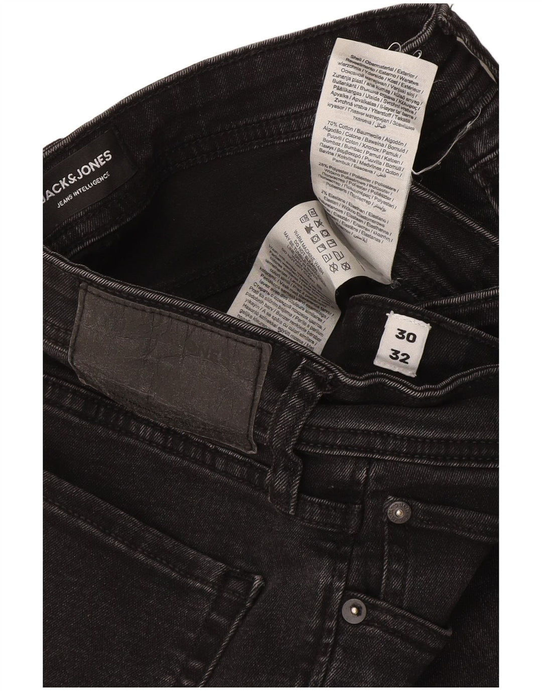 Jack & Jones Masculino GLENN Slim Jeans W30 L32 Algodão Cinza