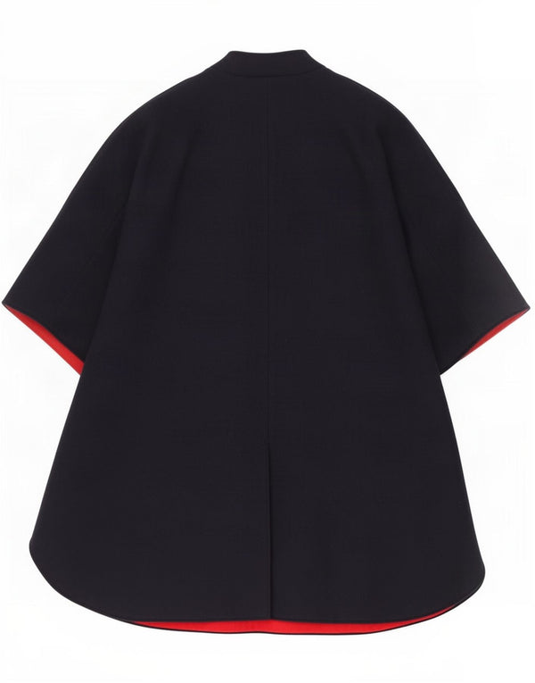 Casaco Capelet Feminino Vintage Tamanho Único Azul Marinho