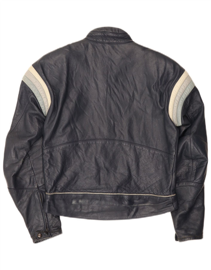 Jaqueta masculina de couro Racer Dainese IT 50 bloco colorido azul marinho médio
