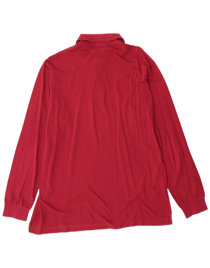 SERGIO TACCHINI Camisa polo masculina de manga comprida de algodão marrom médio