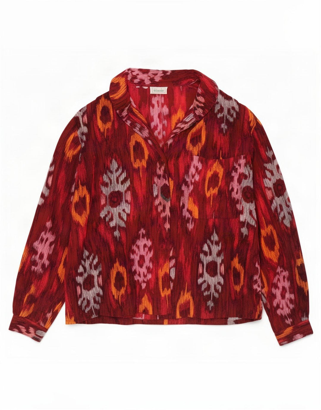 Blusa Camisa Feminina Benetton UK 12 Médio Vermelho Ikat
