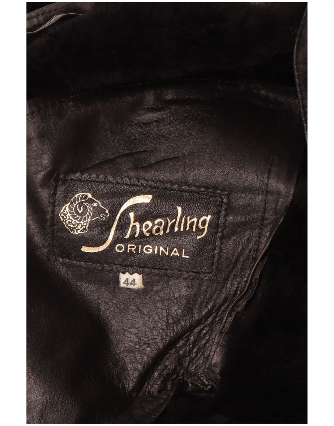 Casaco feminino VINTAGE de shearling grande IT 44 Shearling preto médio