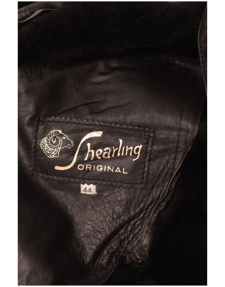 Casaco feminino VINTAGE de shearling grande IT 44 Shearling preto médio