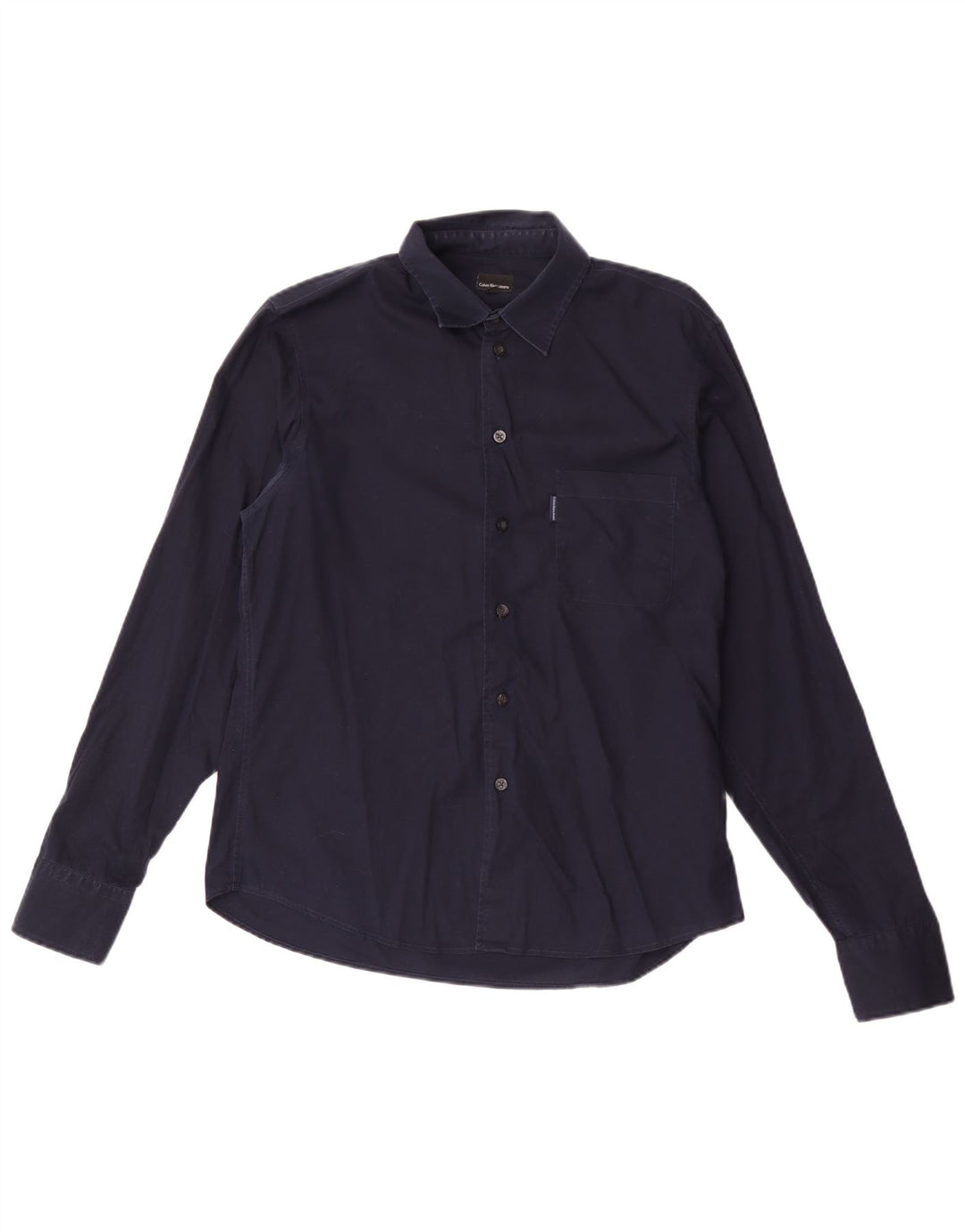 Camisa masculina Calvin Klein Jeans grande algodão azul marinho