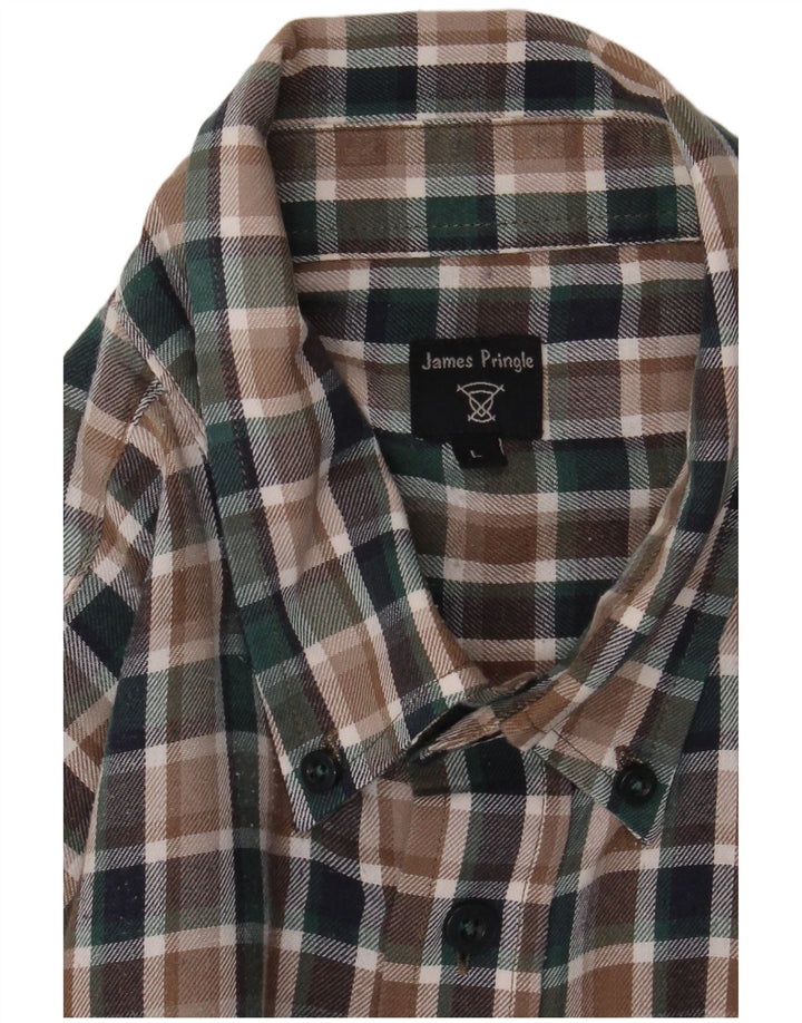 Camisa masculina de flanela James Pringle grande xadrez multicolorida