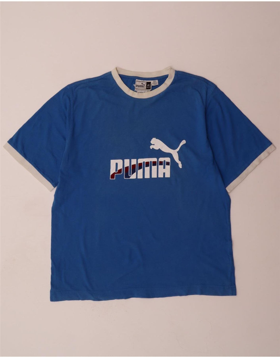 Camiseta gráfica masculina PUMA Top XL azul colorblock