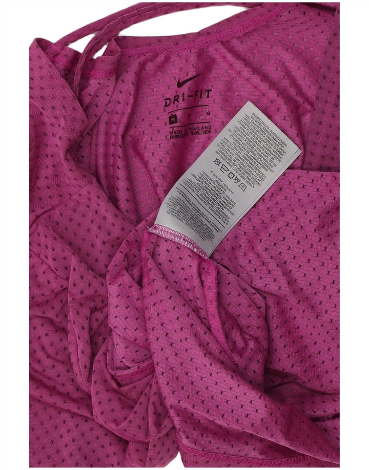 Camiseta feminina NIKE Dri Fit UK 14 poliéster manchado rosa médio