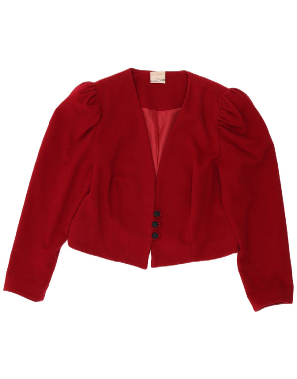 Jaqueta blazer feminina vintage com corte de 3 botões IT 44 lã vermelha média