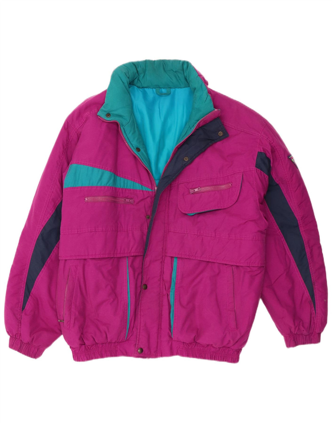 Jaqueta masculina acolchoada com capuz Brugi IT 48 poliéster Colourblock roxo médio