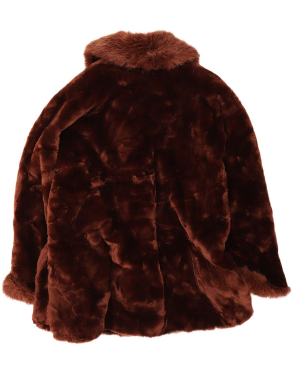 Stefano Serapian Casaco feminino grande de pele sintética Reino Unido 10 pequeno marrom