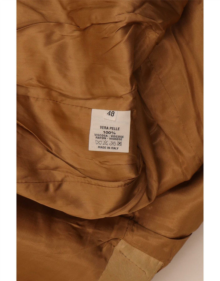 Jaqueta blazer masculina vintage de couro com 3 botões IT 48 bege médio