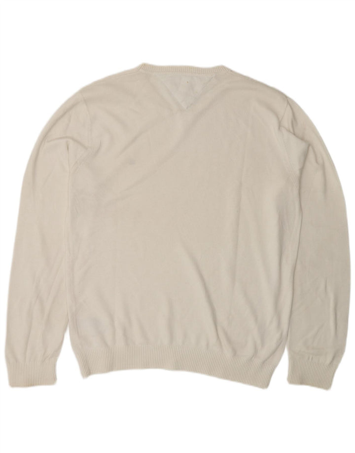 Suéter masculino Tommy Hilfiger com gola redonda, algodão branco médio