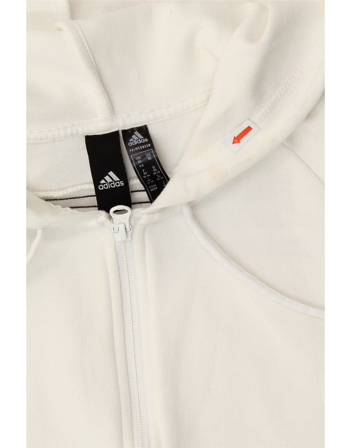ADIDAS Womens Zip Hoodie Sweater UK 4/6 XS Branco Algodão