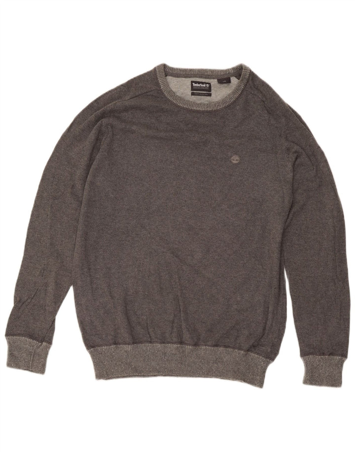Suéter masculino Timberland com gola redonda, grande algodão cinza