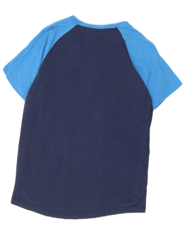 Camiseta gráfica masculina Nike Top médio azul marinho colorblock algodão