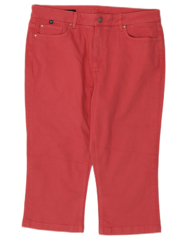 Calça capri reta feminina Crew Clothing UK 14 grande W34 L19 rosa