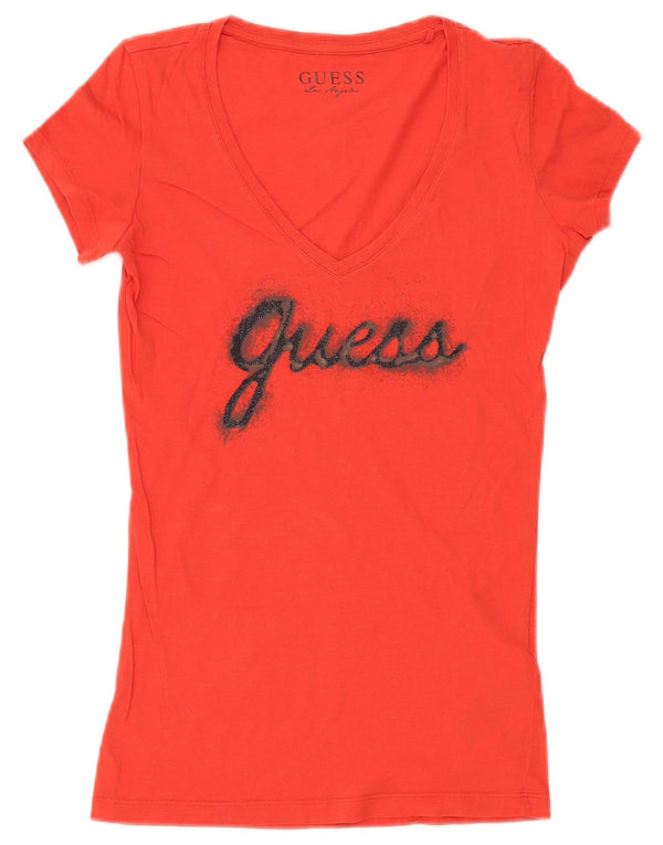 Camiseta feminina Guess com estampa gráfica UK 6 XS algodão vermelho