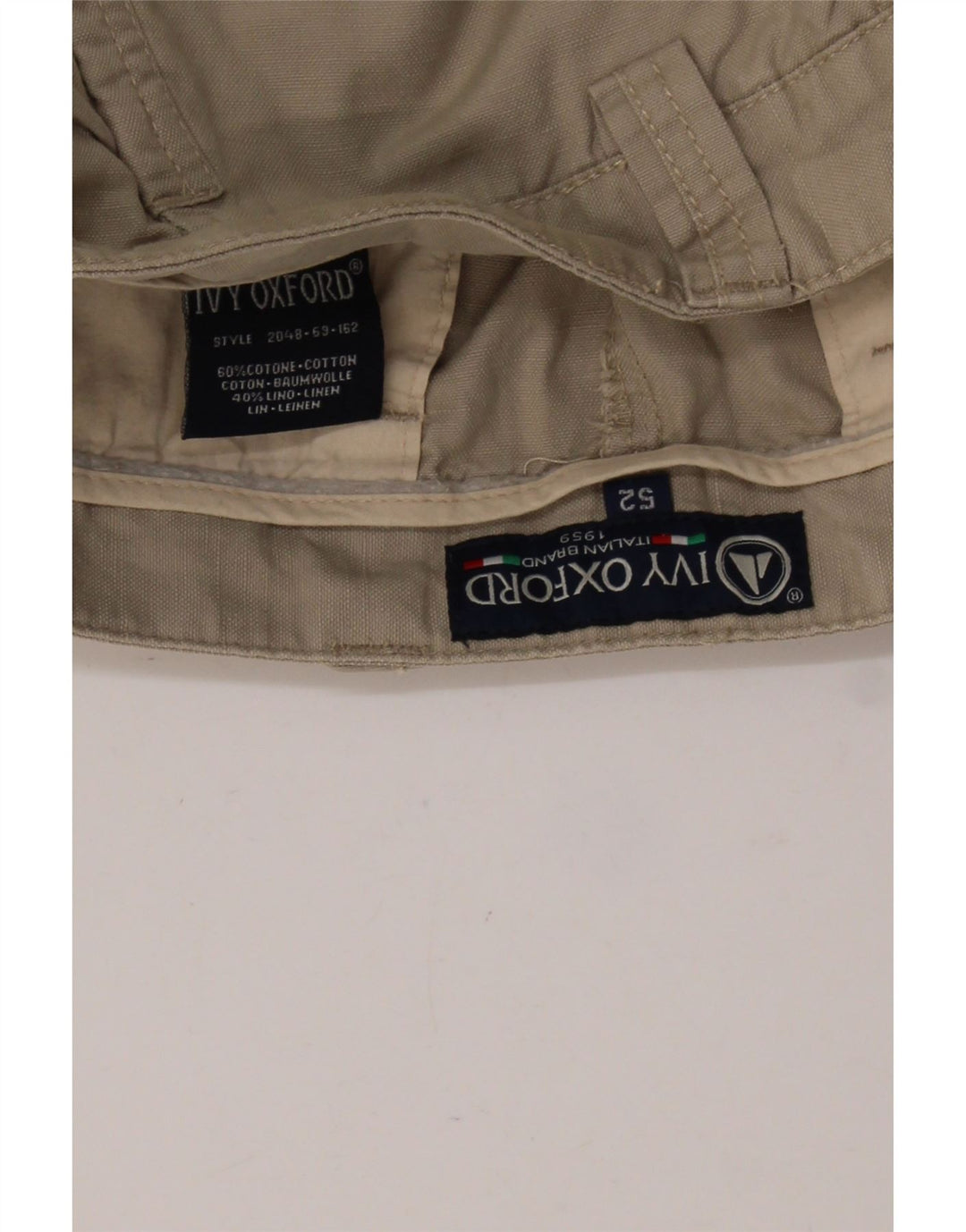 Shorts cargo masculino IVY OXFORD IT 52 XL W38 algodão bege