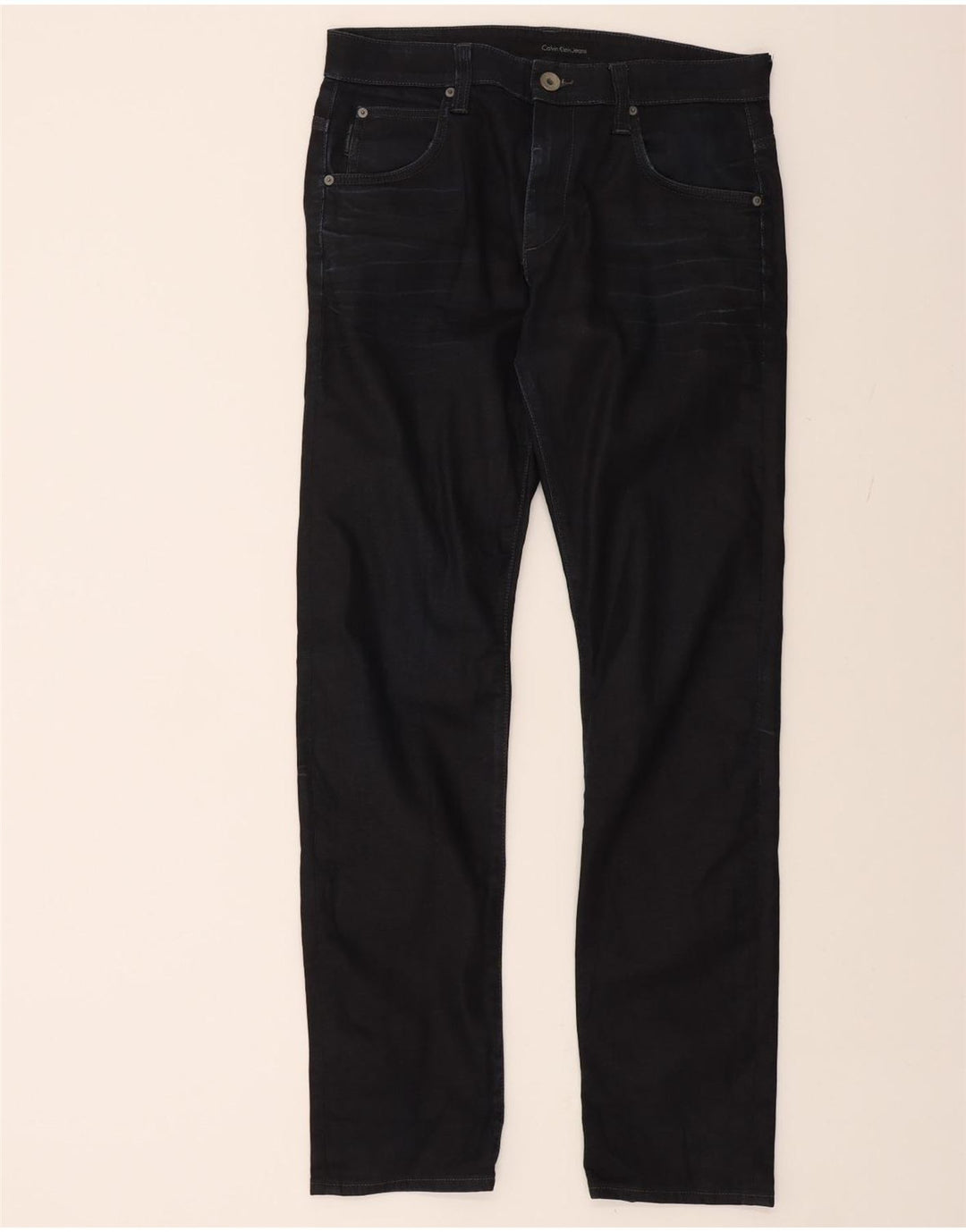 CALVIN KLEIN Mens Slim Jeans W32 L32 Navy Blue Cotton Vintage Calvin Klein and Second-Hand Calvin Klein from Messina Hembry 