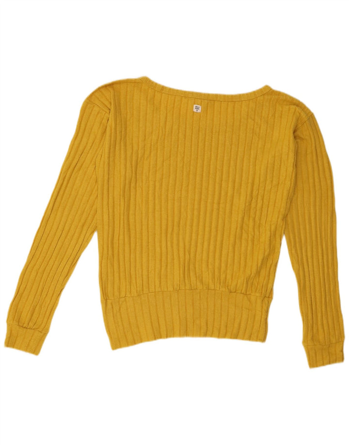 Top feminino Billabong manga longa UK 16 grande poliéster amarelo