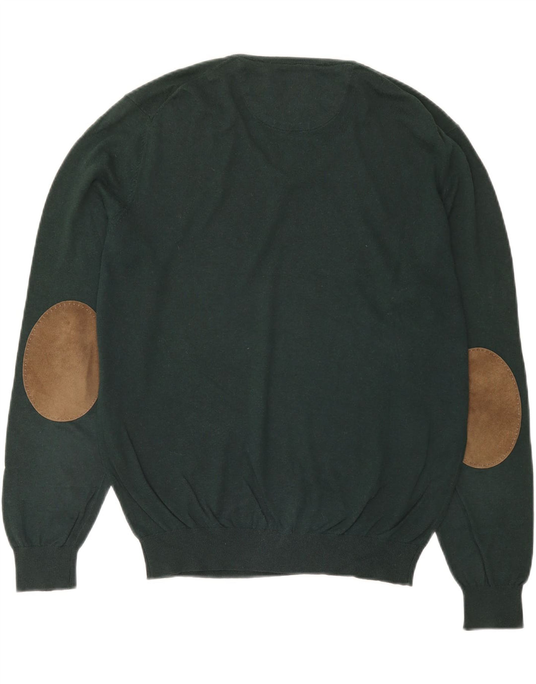 Suéter masculino Massimo Dutti com decote em V, algodão verde médio