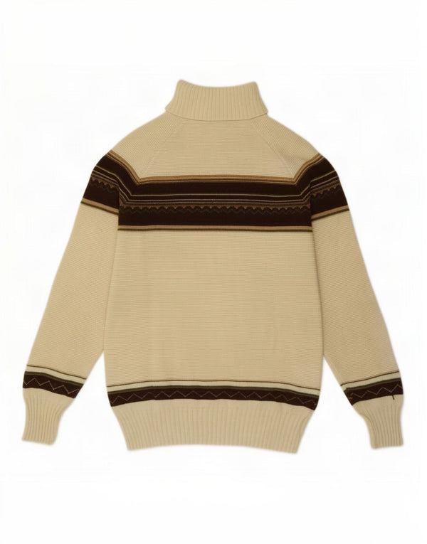 Suéter feminino vintage com gola redonda, listrado branco médio UK 12