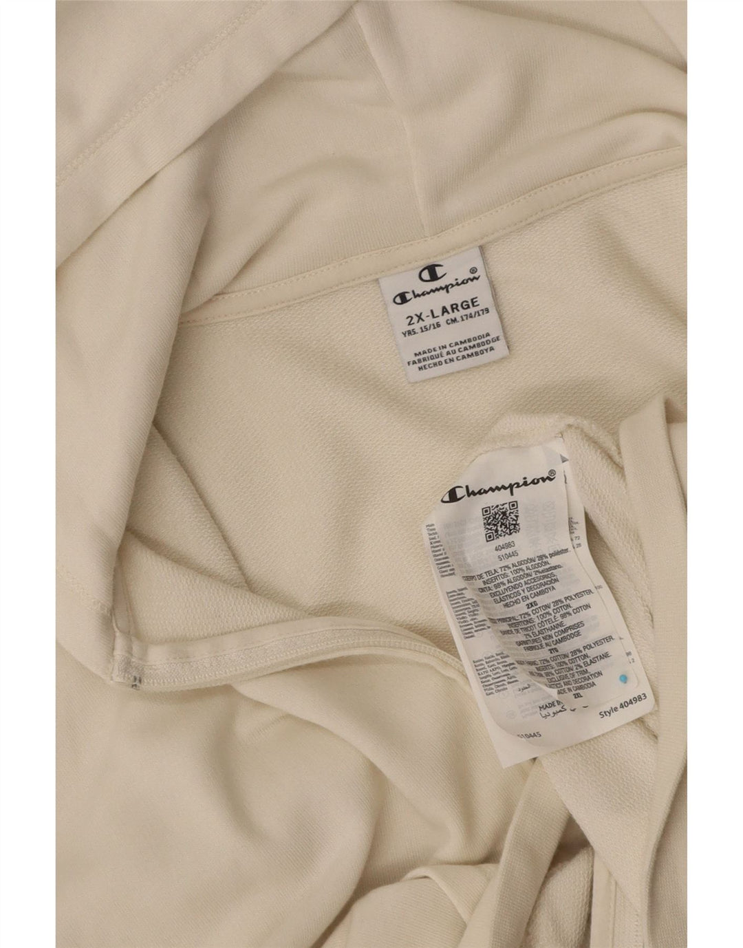 CHAMPION Suéter feminino com capuz e zíper 15-16 anos 2XL algodão branco