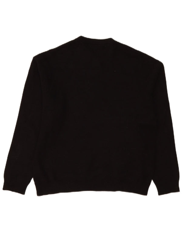 Zara Suéter masculino com gola redonda, grande viscose preta