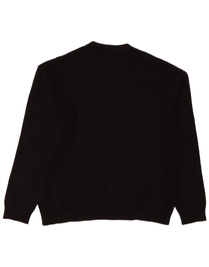 Zara Suéter masculino com gola redonda, grande viscose preta