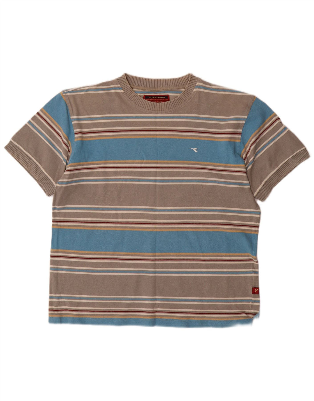 Camiseta masculina Diadora Top grande algodão listrado cinza