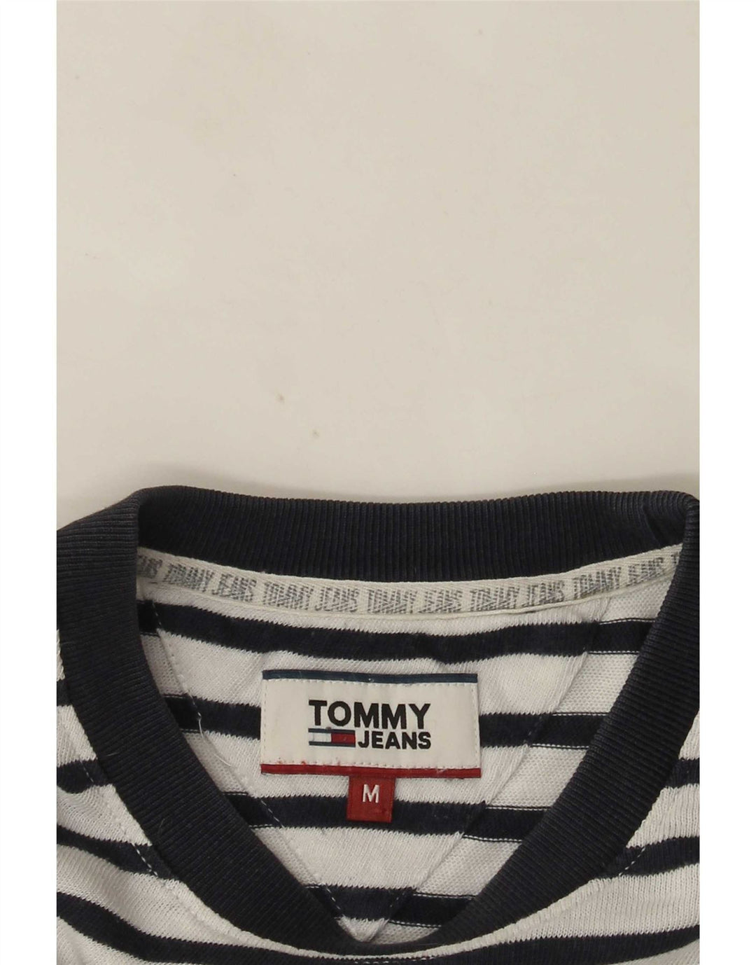 Camiseta masculina Tommy Hilfiger Top médio listrado branco
