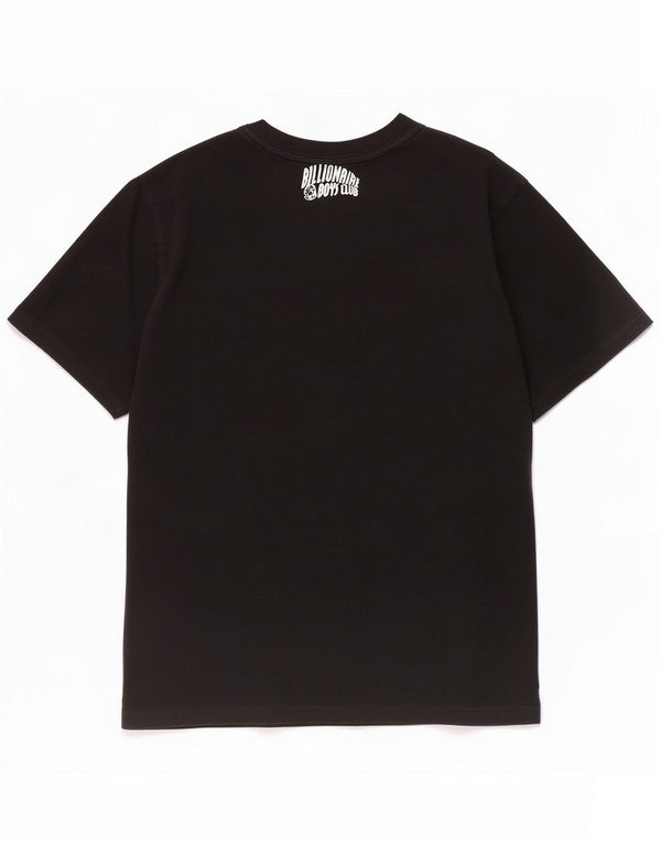 Camiseta gráfica masculina vintage de algodão preto médio
