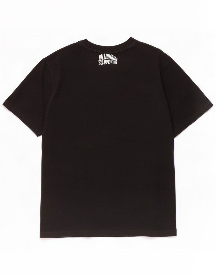 Camiseta gráfica masculina vintage de algodão preto médio