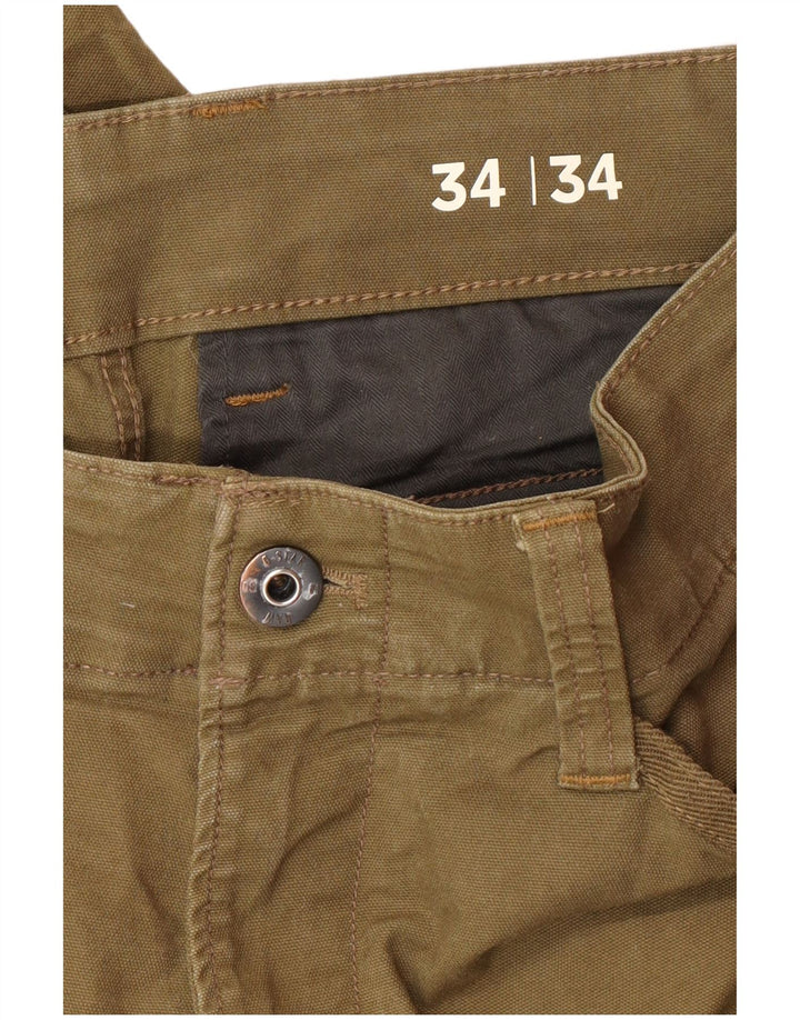 G-STAR Mens Banana Slim Cargo Calças W34 L30 Cáqui Algodão Exército